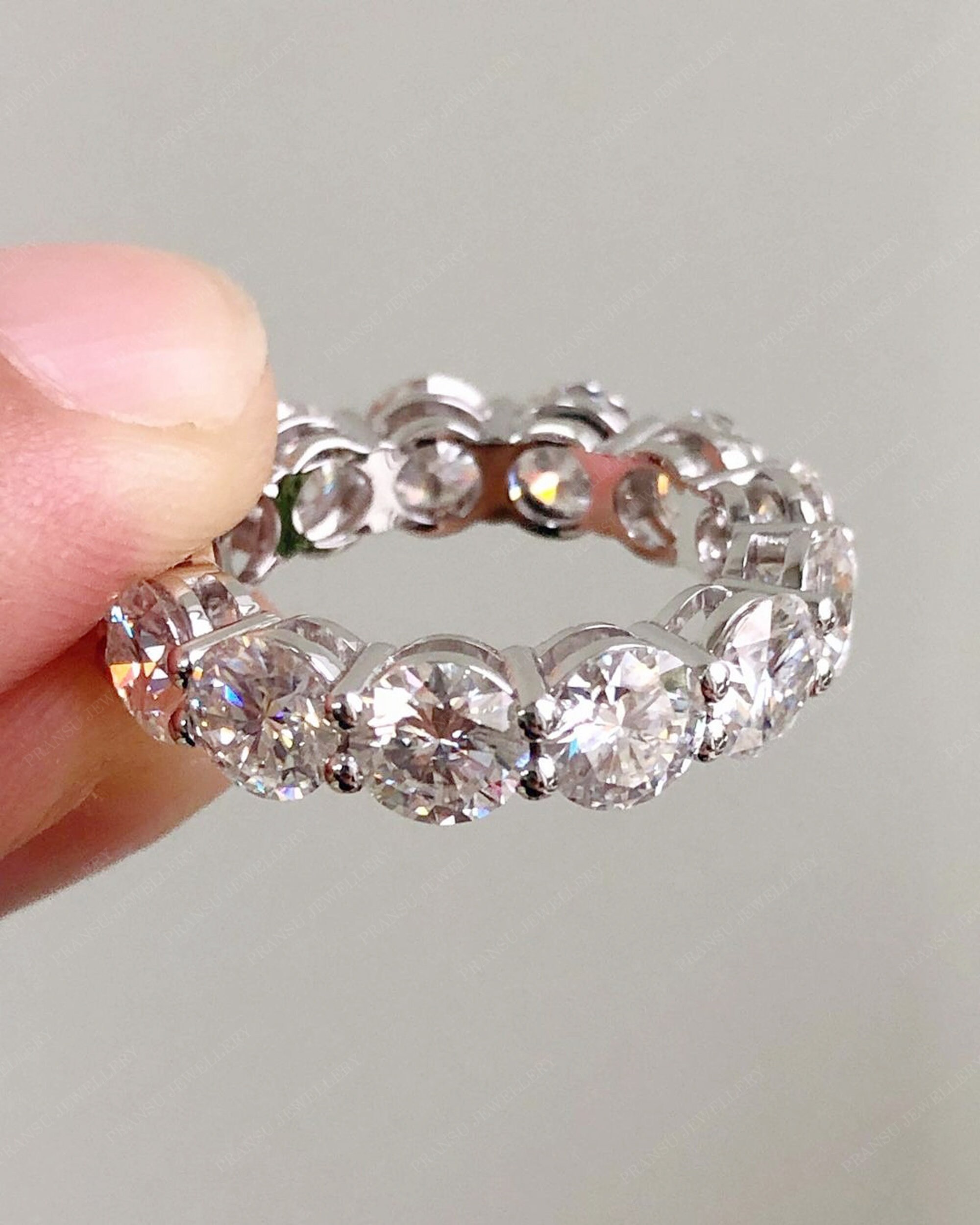 Brilliant Round Cut Moissanite Wedding Band 14k Solid Gold Engagement ...