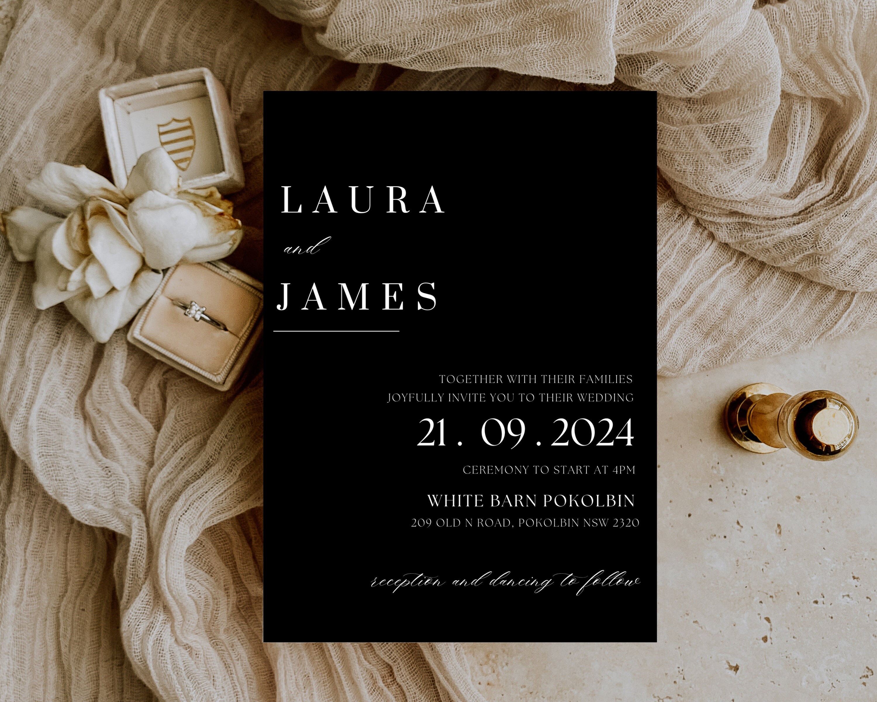 Classic Black &amp; White Wedding Invitation Digital Download - Etsy