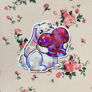 Sticker Jellycat - Lapin coeur d'amour rouge timide