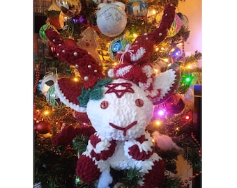 Christmas Crochet Baphomet Plush: Handmade Satanic Goat Amigurumi (15.5 inch)