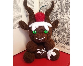 Crochet Baphomet Plush: Glazed Cake Amigurumi, Occult Decor