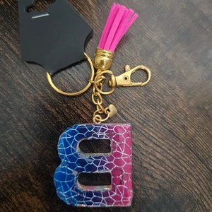 Letter Resin Alphabet Cracked Colorful Keychain
