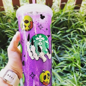 Purple glitter Snowglobe| 24oz Tumbler|Venti| Poison Apple| Evil Queen inspired