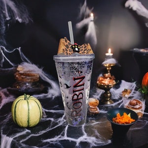 Haunted House|Snowglobe| XX-Large| 32oz| Halloween characters Tumbler| Purple glitter