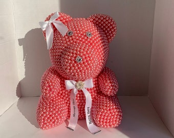 Personalized Pink Luxury Pearl Bear 35cm | Anniversary Gift For Her | Birthday Gift For Her | Valentine’s Day Gift