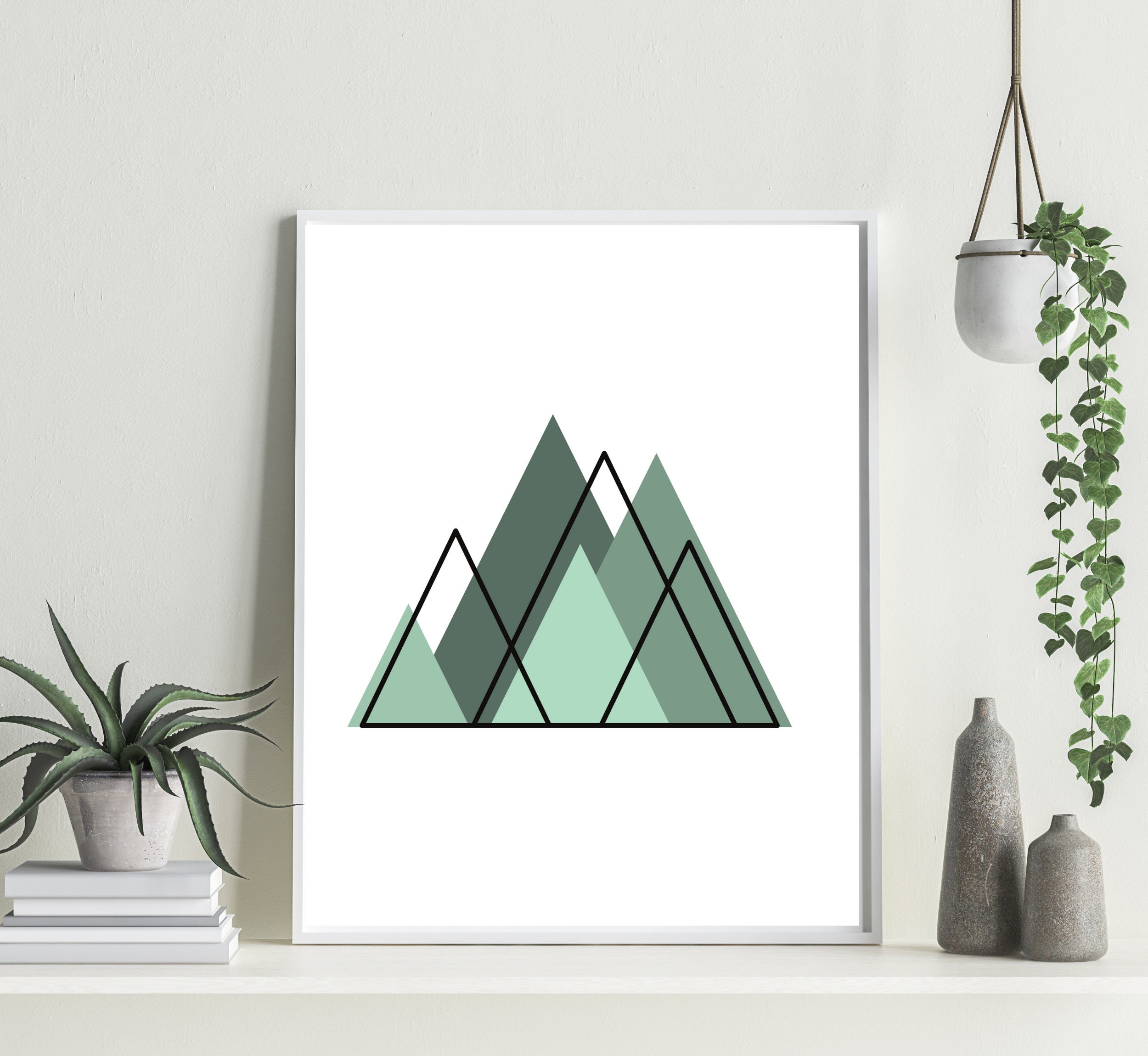 Geometric Mountains Digital Wall Art Printable Art Happy Etsy
