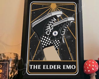 Elder Emo Tarot Card Print | Alternative Gift Emo Nostalgic Decoration