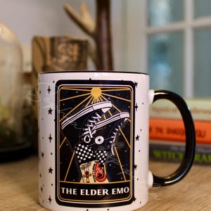 Elder Emo Colour Tarot Card Mug | Emo Gift Nostalgic Decoration Alternative Home Gift Mug & Coaster Combo Deal image 2