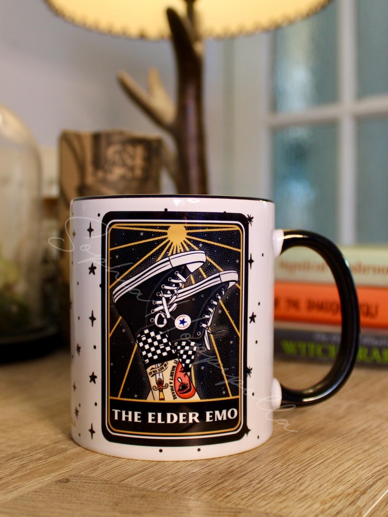 Elder Emo Colour Tarot Card Mug | Emo Gift Nostalgic Decoration Alternative Home Gift Mug & Coaster Combo Deal image 2