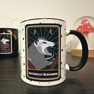 Screaming Possum Tarot Card Mug & Coaster | Animal Lover Gift Funny Decoration Animal Home Gift Mug And Coaster Deal