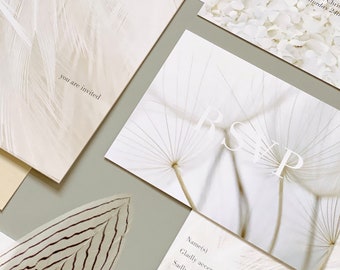 Geneva Wedding Stationery - SAMPLE PACK - unique, modern, contemporary, white, cream, invitation, invite