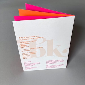 New York Wedding Stationery SAMPLE PACK unique, modern, contemporary, funky, distinctive, pink, orange, invitation, invite image 2