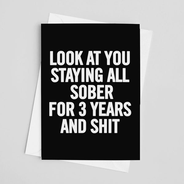 3 year sober card, three years sober gift, 3 years sober anniversary card, recovery card, sobriety anniversary card, soberversary gift