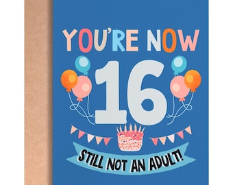 Funny 16th Birthday Card, 16th Birthday Card, 16th Birthday Card for Girls, 16th Birthday Card for Boys, 16th Birthday Gift, 16 bday card