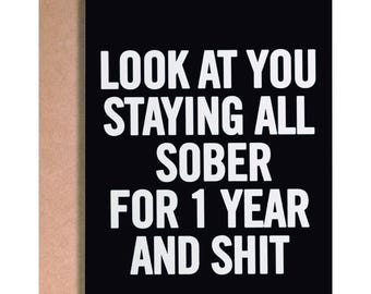 1 year sober card, one year sober gift, 1 year sober anniversary card, recovery card, sobriety anniversary card, soberversary gift