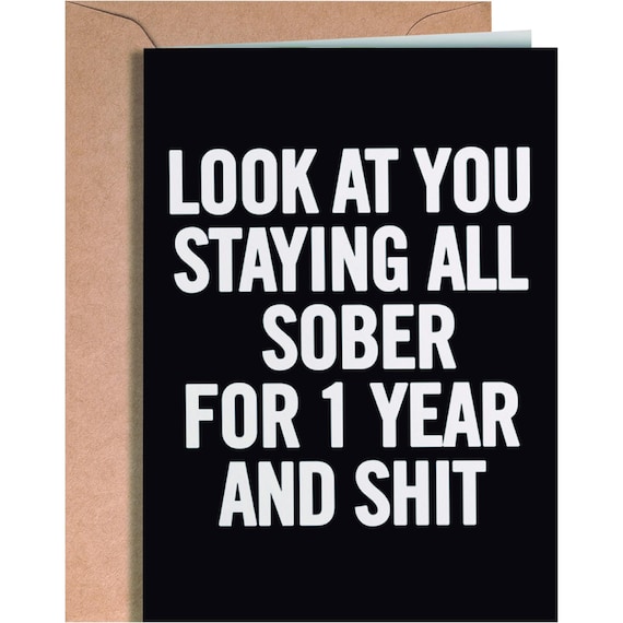 1 year sober card, one year sober gift, 1 year sober anniversary card, recovery card, sobriety anniversary card, soberversary gift