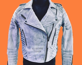 Women's leather jacket | Grey genuine leather jacket| lambskin jacket| handmade jacket| custom made jacket| women's jacket| jacket for girls