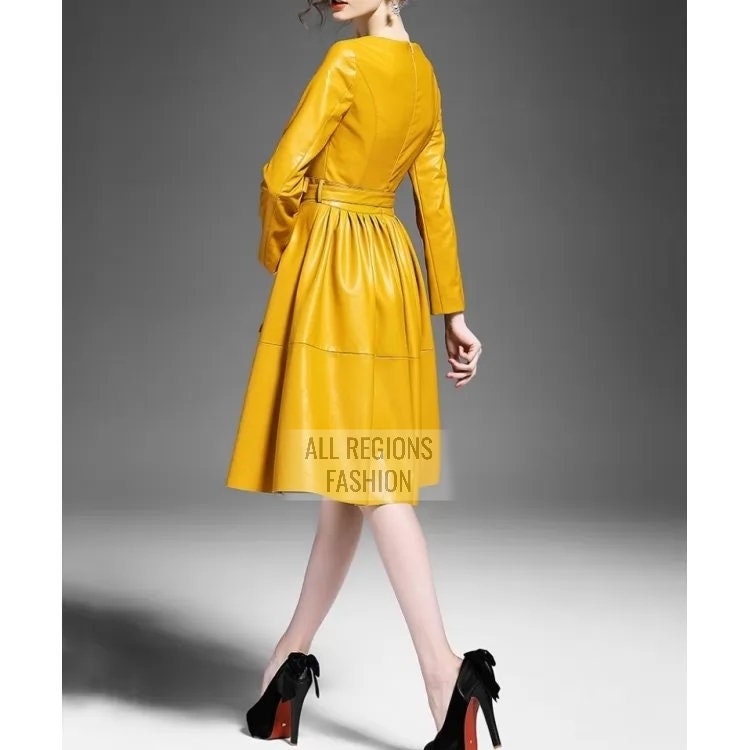Lambskin Yellow Leather Dress Leather 