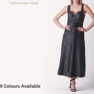 Handmade women&#39;s Lamb skin Black leather dress, leather outfit, plus size dress, plus size leather dress, genuine leather dress, party dress