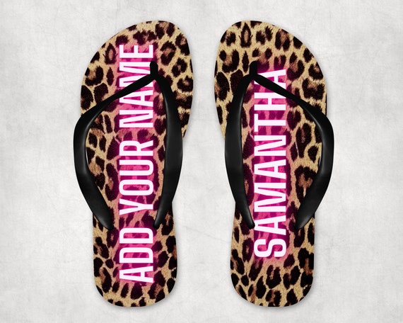 Chanclas personalizadas con estampado leopardo Sandalias de - Etsy España