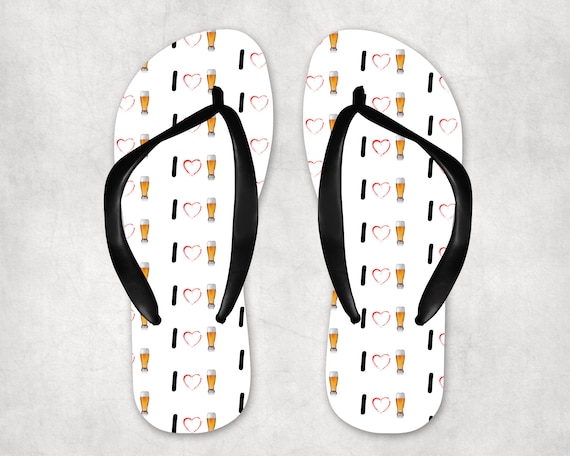 I Love Beer Flip Flops Funny Flip Flops Funny Gifts Secret Santa Holiday Season Funny Presents Wrestling Celebrities Etsy UK