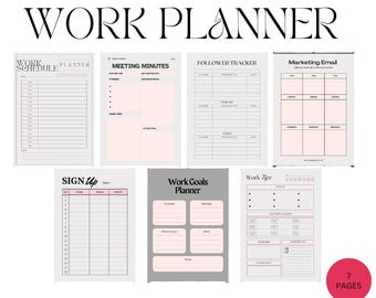 Work Planner, Minimalist Work Planner, Daily Schedule Organizer, Productivity Journal, Task Tracker, Planner for Office