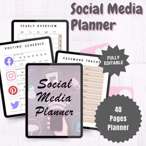 Social Media Planner | Social Media Content Planner | Printable Content Creator Planner | Social Media Manager | Social Media Tracker