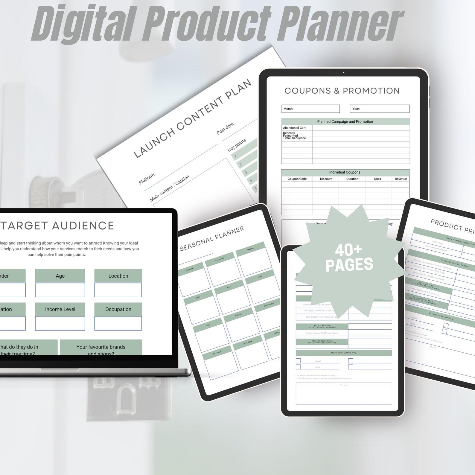 Printable Digital Product Planner Pages | Digital Business Planner ...