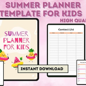 Summer Planner for Kids | 2024 Editable | Printable Summer Planner | Summer Kids Bucket List Checklist | Summer Activity Plan