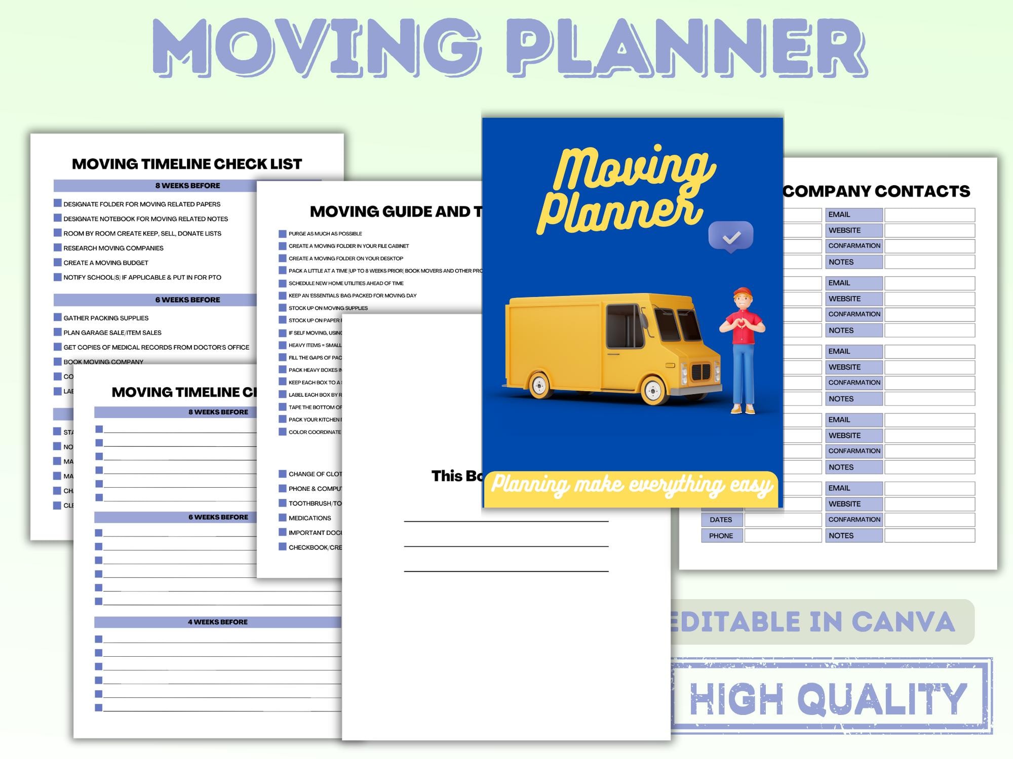Ultimate Moving Planner | Printable Moving Checklist, Organizer ...