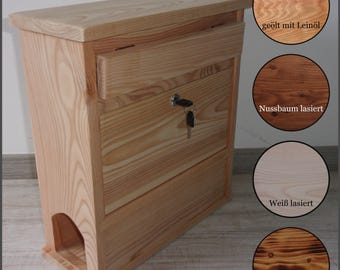 Briefkasten / Holzbriefkasten mit Zeitungsfach, aus Lärchenholz, geölt mit Leinöl, lasiert oder unbehandelt erhältlich (Gravur möglich)