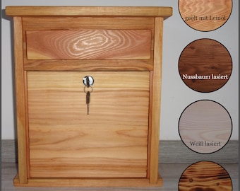 Briefkasten / Holzbriefkasten, aus Lärchenholz, geölt mit Leinöl, lasiert oder unbehandelt erhältlich (Gravur möglich)