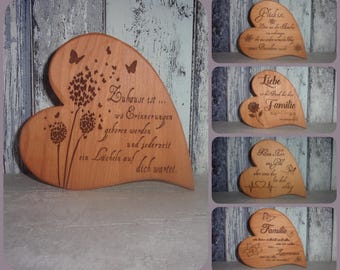 Herz, Dekoherz, Holzherz aus Buchenholz (geölt mit Leinöl) auch personalisierbar