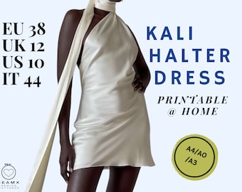 PDF Sewing Pattern: Halter Neck Dress Skinny Scarf Elegant Chic Summer 2023 Fashion Trends #sewityourself