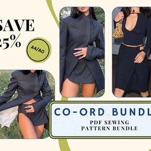 PDF Sewing Pattern: Bella Hadid & Dua Lipa Suit Two Piece Skirt Top Blazer Asymmetrical Cut Out Trends 2023 #sewityourself