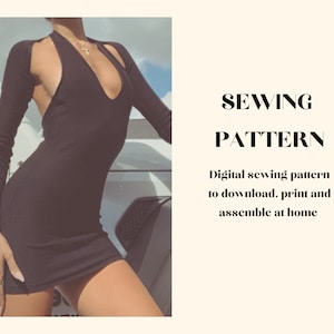 PDF Sewing Pattern: Halter Neck Mini Dress with Bolero Sleeves (Two Piece Set)