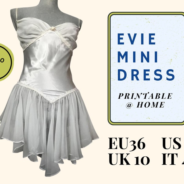 PDF Sewing Pattern: Princess Mini Dress Spaghetti Strap Frilly Ruffle Skirt Dreamy Fairy Romantic Summer 2023 Fashion Trends #sewityourself