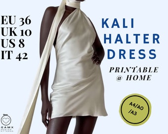 PDF Sewing Pattern: Halter Neck Dress Skinny Scarf Elegant Chic Summer 2023 Fashion Trends #sewityourself