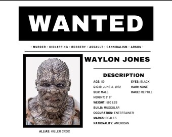Killler Croc Wanted Poster