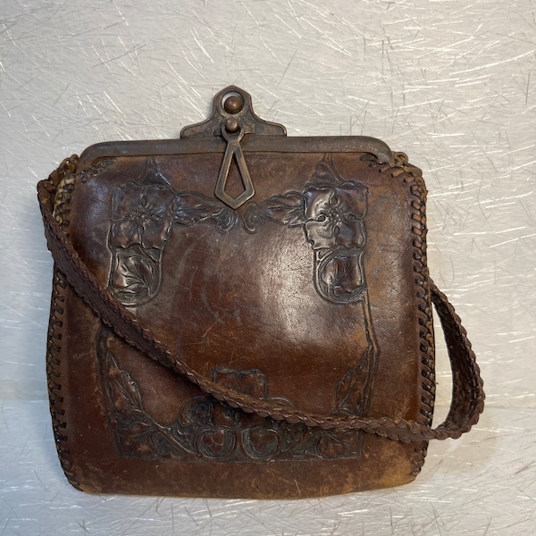 Antique, leather, art, deco, purse, handbag