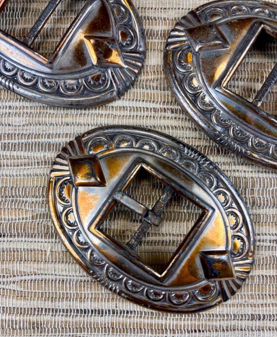 Western Style Copper and Silver Metal Belt Buckle Pieces by Chambers 1994 (5pcs)