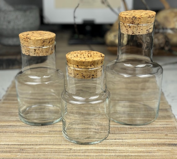 Apothecary Clear Glass Canisters with Cork Lids (3)