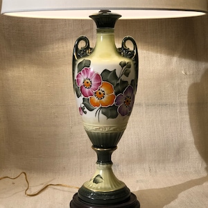 Hand Painted Floral Urn Ceramic Lamp