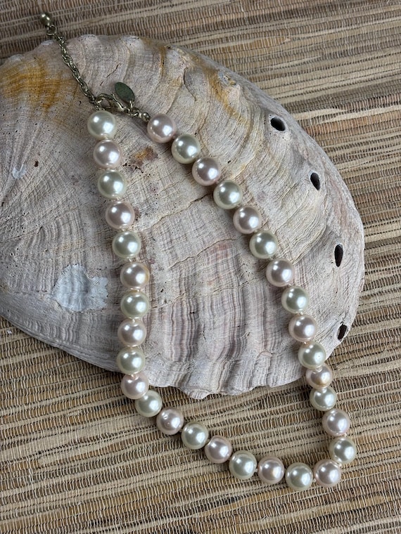 Large Faux Pearl Necklace Choker by George