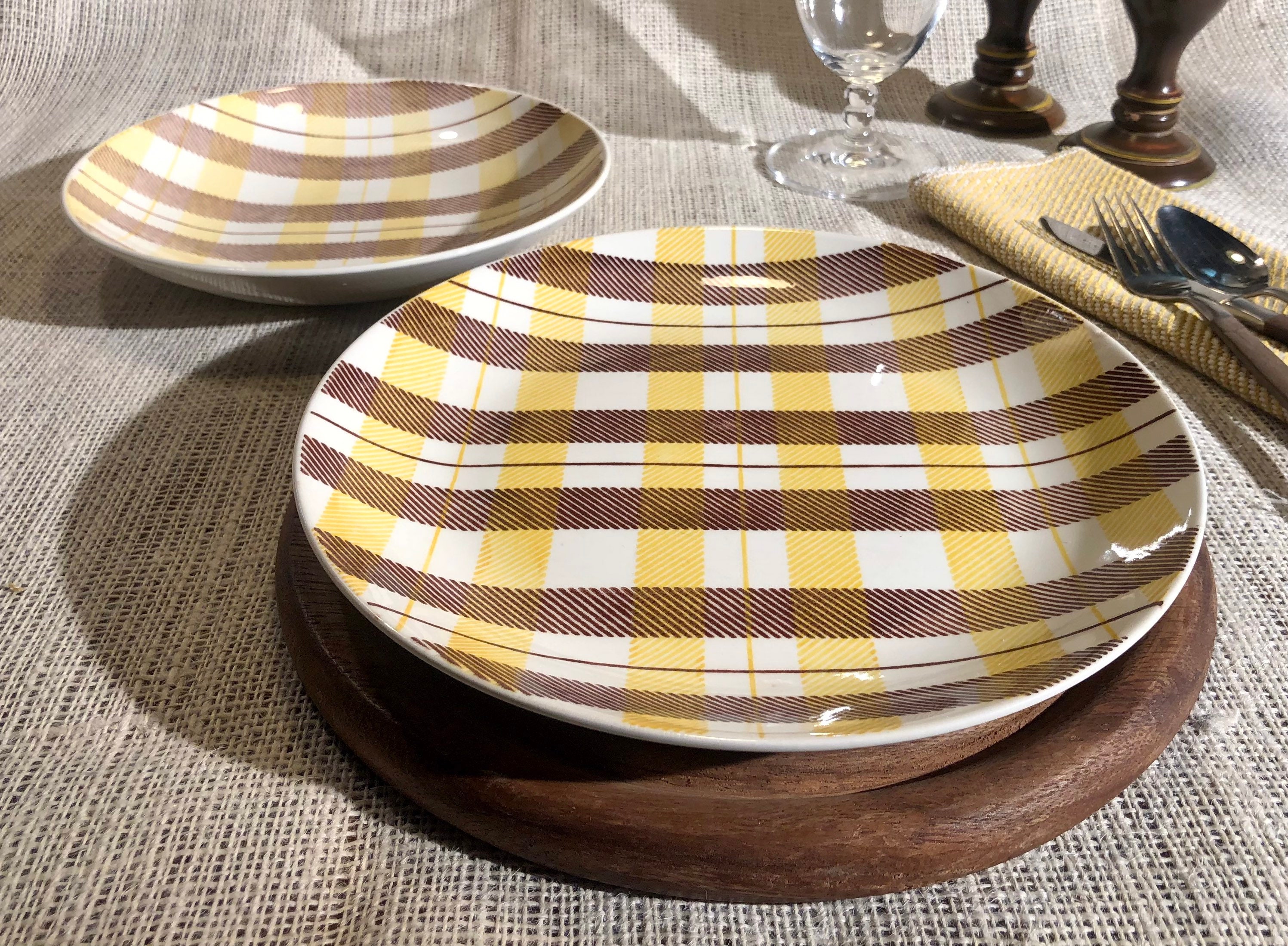 Dura Print Plaid dishes byHomer Laughlin 2 Etsy