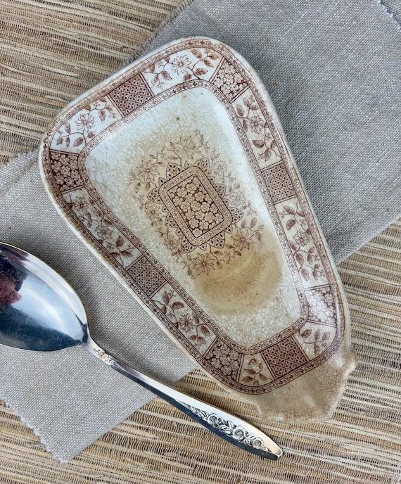 Ravier Terre de Fer Art Nouveau Elongated Victorian Serving Dish MUROCOO T.F.&S.