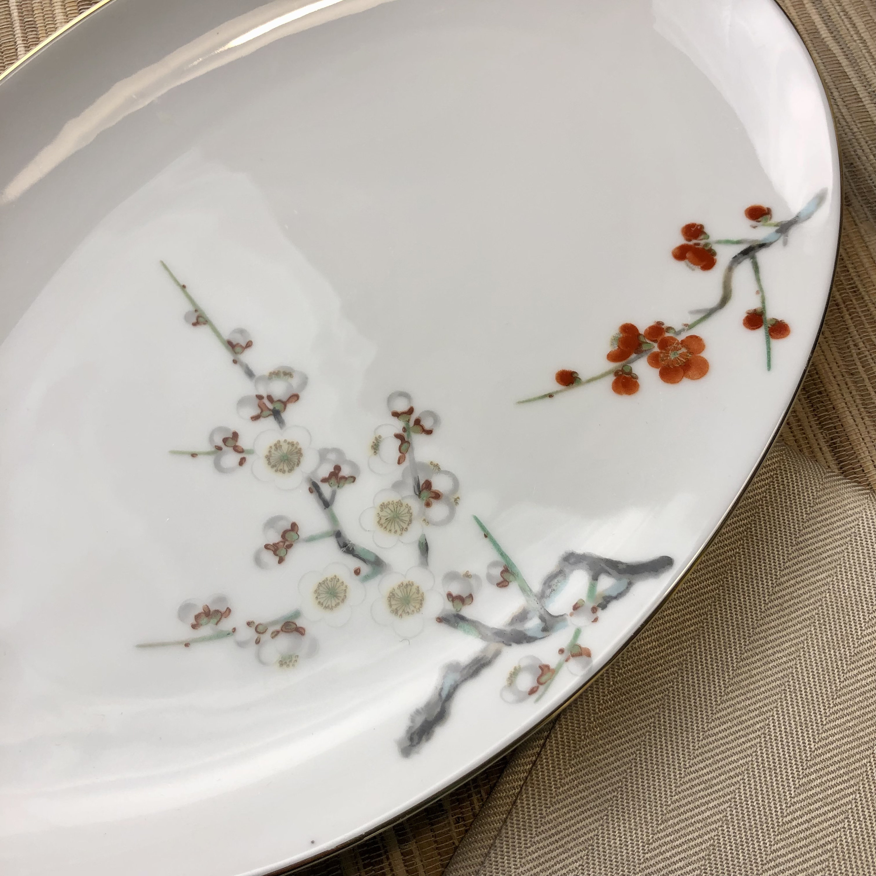 RC Japan Sakura Deco Fine Porcelain Chine Oval Platter Cherry Blossoms ...