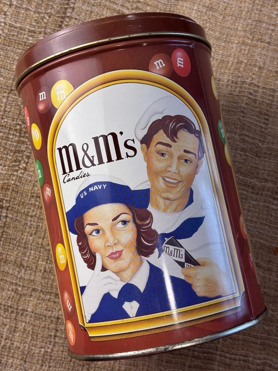 Vintage Collectible 50th Anniversary M&M Candy Tin from 1990 (no candy)