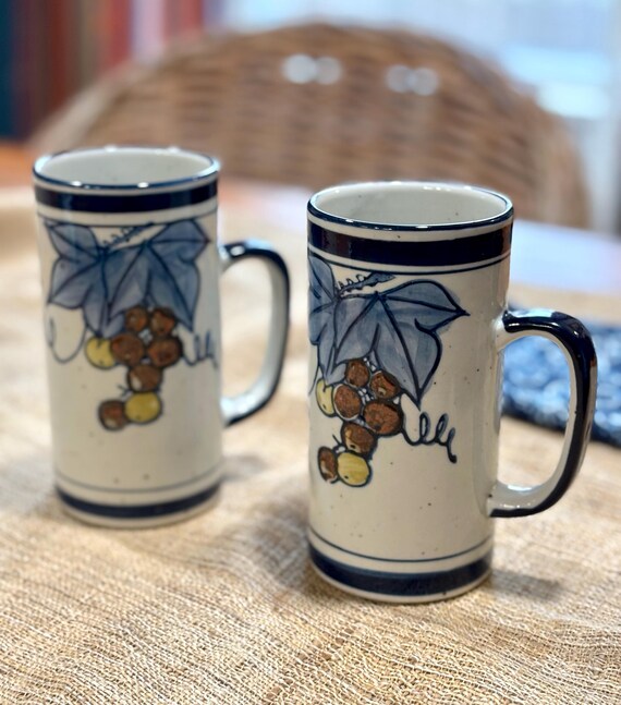 Mexican Art Ceramic Stoneware Coffee Mugs (2)