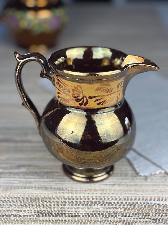 Allertons Longton Copper Lustre Creamer Pitcher